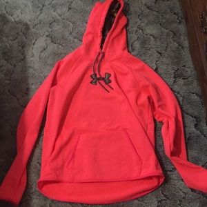 Under Armour fleece pull over hoodie. Orange